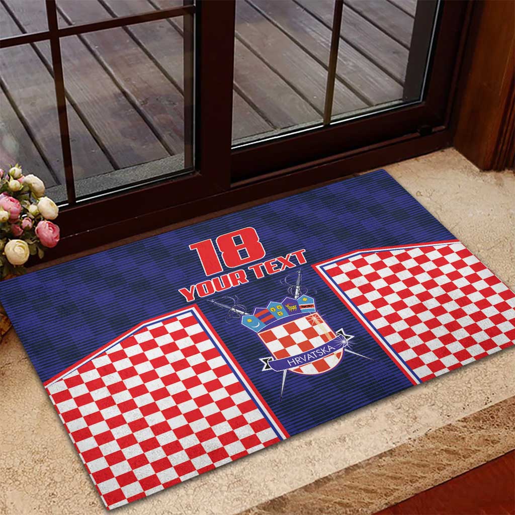 Custom Croatia Football Rubber Doormat Hrvatska Chessboard Heritage - Wonder Print Shop