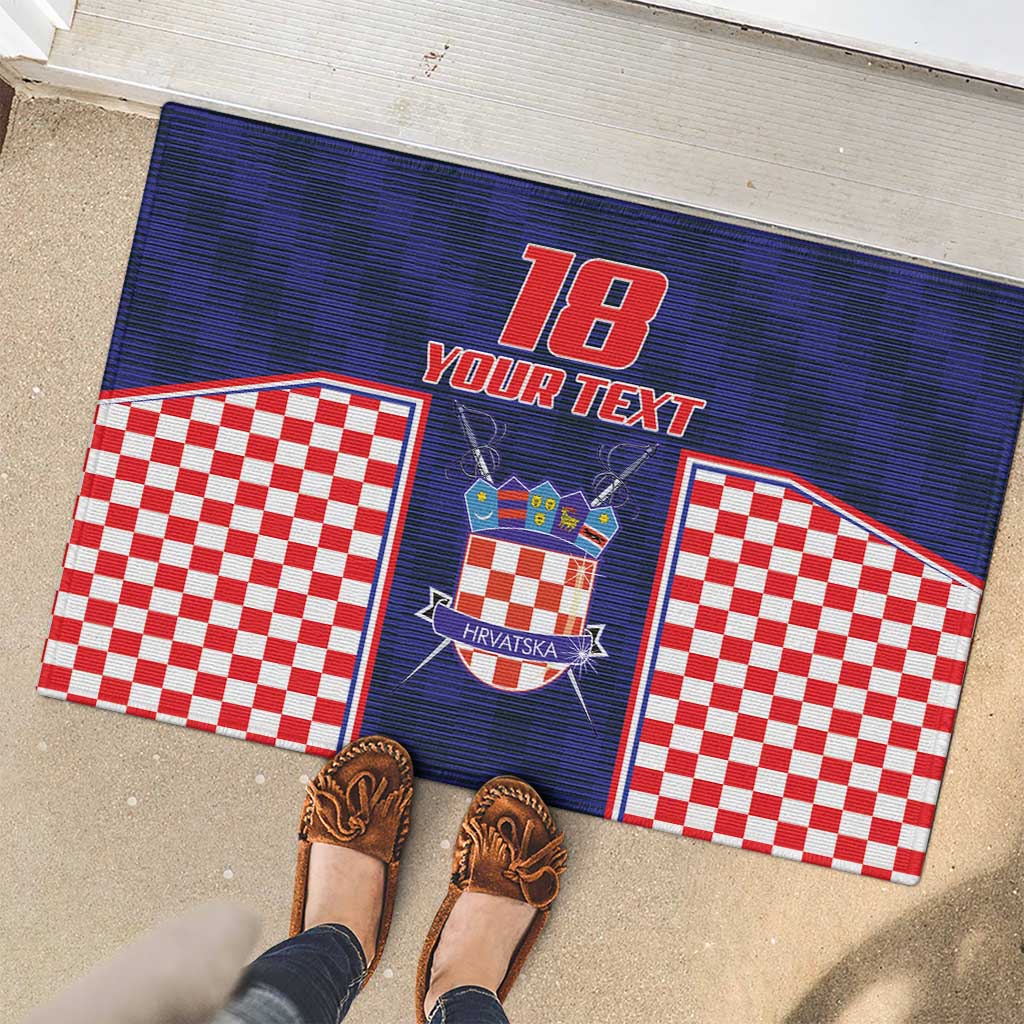 Custom Croatia Football Rubber Doormat Hrvatska Chessboard Heritage - Wonder Print Shop