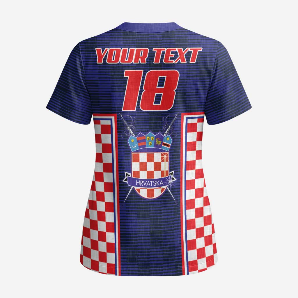 Custom Croatia Football Scrub Top Hrvatska Chessboard Heritage - Wonder Print Shop