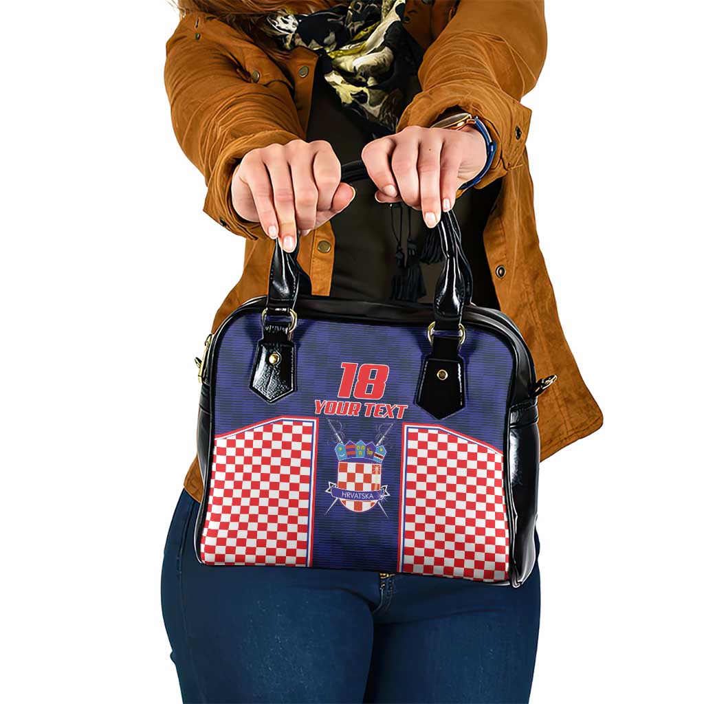 Custom Croatia Football Shoulder Handbag Hrvatska Chessboard Heritage - Wonder Print Shop