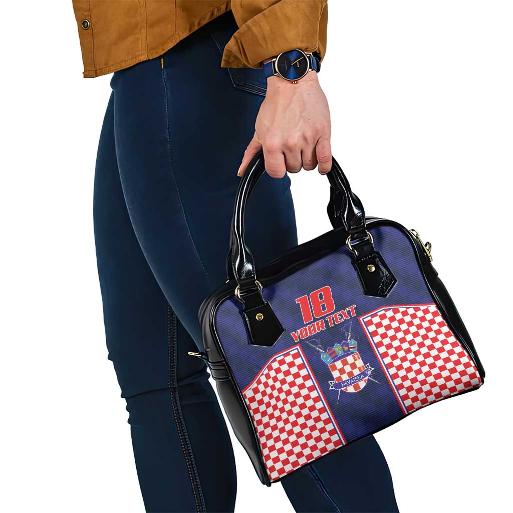 Custom Croatia Football Shoulder Handbag Hrvatska Chessboard Heritage - Wonder Print Shop