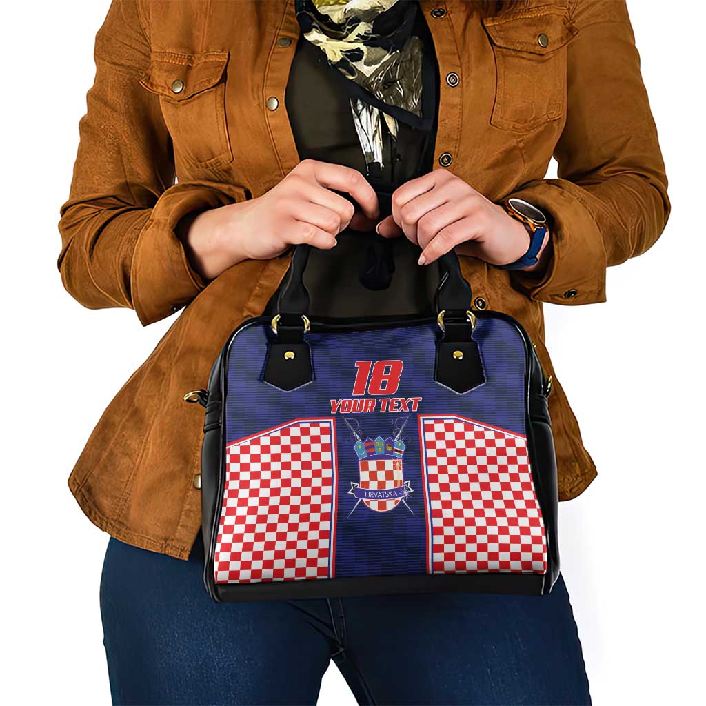 Custom Croatia Football Shoulder Handbag Hrvatska Chessboard Heritage - Wonder Print Shop