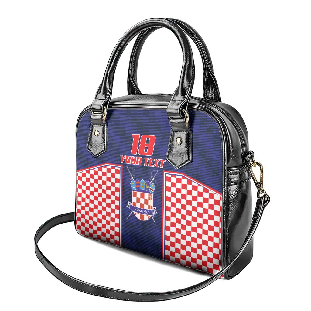 Custom Croatia Football Shoulder Handbag Hrvatska Chessboard Heritage - Wonder Print Shop