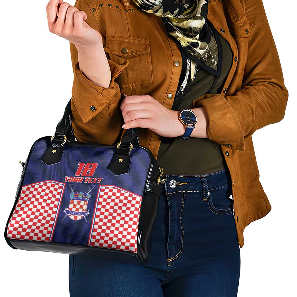 Custom Croatia Football Shoulder Handbag Hrvatska Chessboard Heritage - Wonder Print Shop
