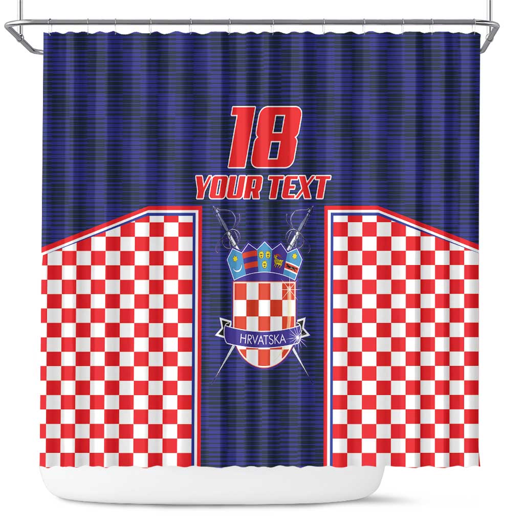 Custom Croatia Football Shower Curtain Hrvatska Chessboard Heritage - Wonder Print Shop