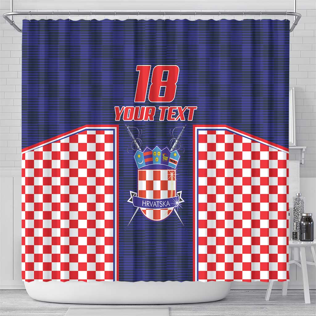 Custom Croatia Football Shower Curtain Hrvatska Chessboard Heritage - Wonder Print Shop