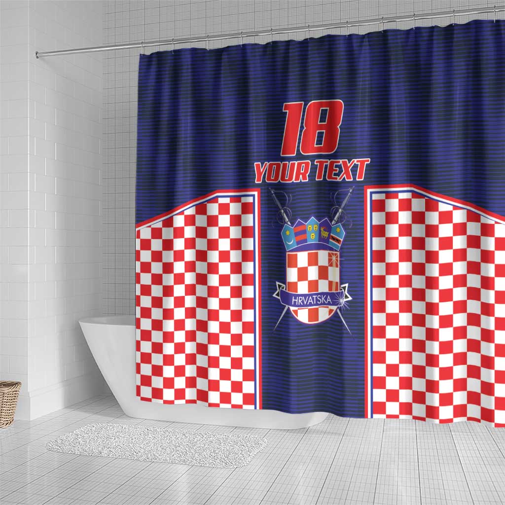 Custom Croatia Football Shower Curtain Hrvatska Chessboard Heritage - Wonder Print Shop