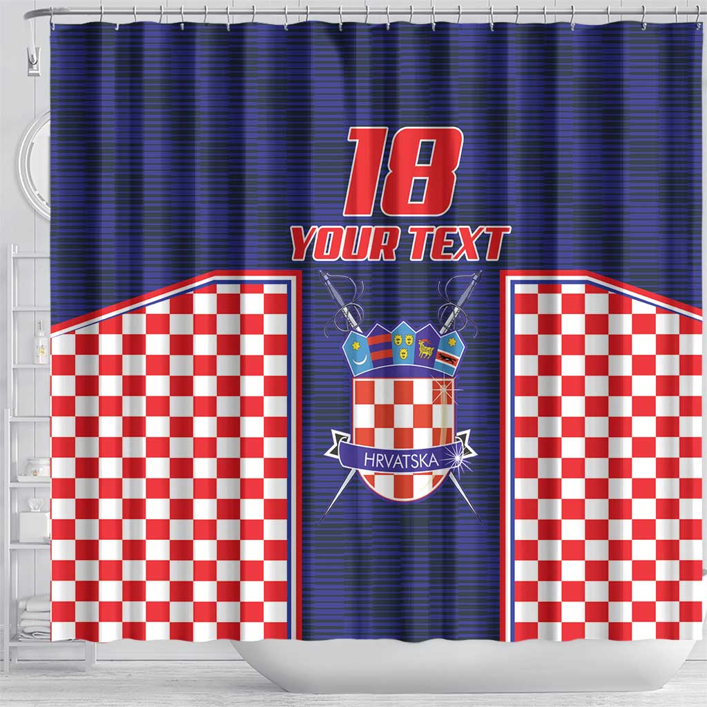 Custom Croatia Football Shower Curtain Hrvatska Chessboard Heritage - Wonder Print Shop