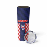 Custom Croatia Football Skinny Tumbler Hrvatska Chessboard Heritage - Wonder Print Shop