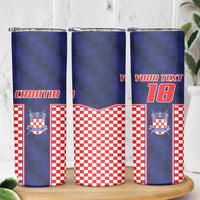 Custom Croatia Football Skinny Tumbler Hrvatska Chessboard Heritage - Wonder Print Shop