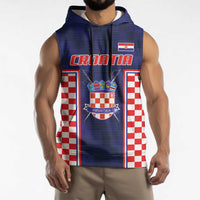 Custom Croatia Football Sleeveless Hoodie Hrvatska Chessboard Heritage - Wonder Print Shop