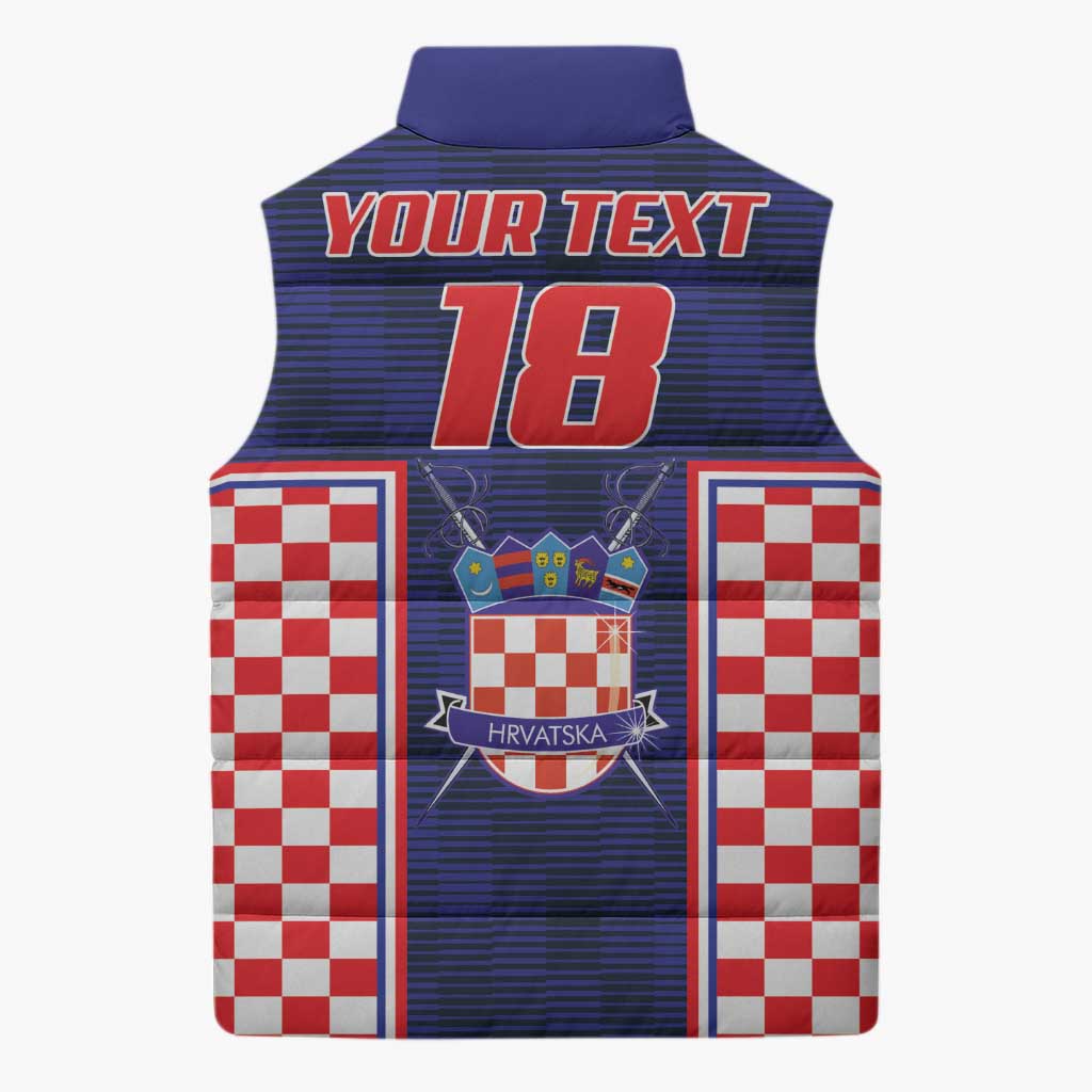 Custom Croatia Football Sleeveless Puffer Jacket Hrvatska Chessboard Heritage - Wonder Print Shop