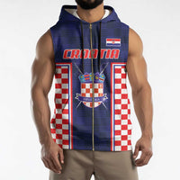 Custom Croatia Football Sleeveless Zip Hoodie Hrvatska Chessboard Heritage - Wonder Print Shop