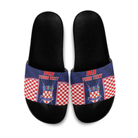Custom Croatia Football Slide Sandals Hrvatska Chessboard Heritage - Wonder Print Shop