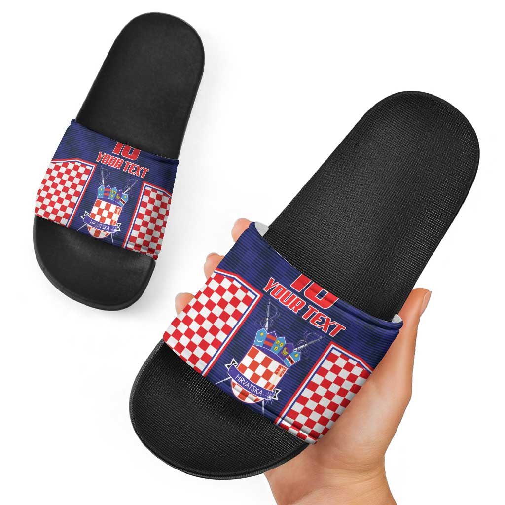 Custom Croatia Football Slide Sandals Hrvatska Chessboard Heritage - Wonder Print Shop