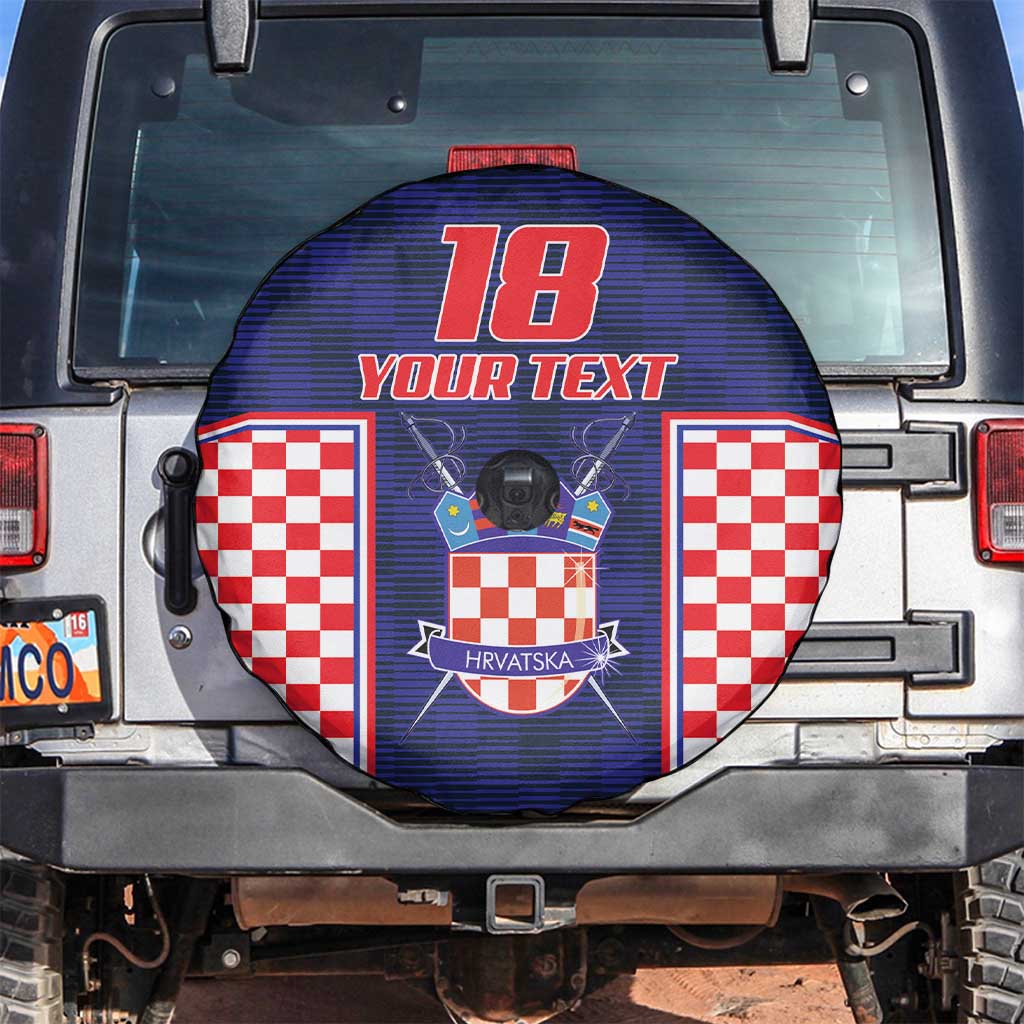 Custom Croatia Football Spare Tire Cover Hrvatska Chessboard Heritage - Wonder Print Shop