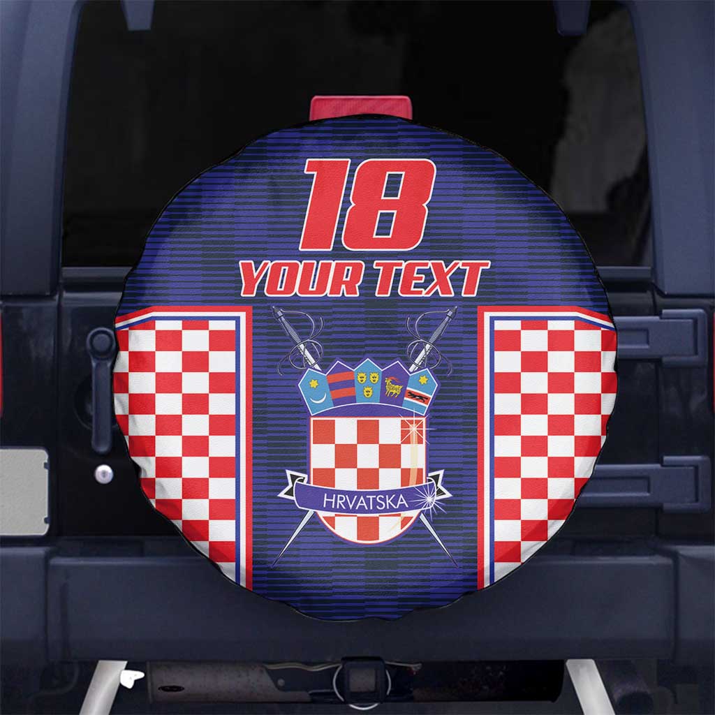 Custom Croatia Football Spare Tire Cover Hrvatska Chessboard Heritage - Wonder Print Shop