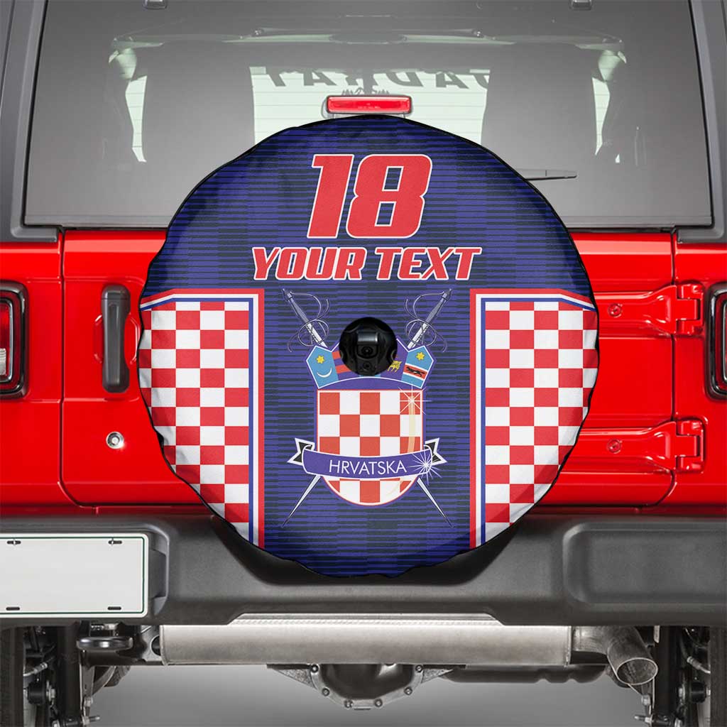 Custom Croatia Football Spare Tire Cover Hrvatska Chessboard Heritage - Wonder Print Shop