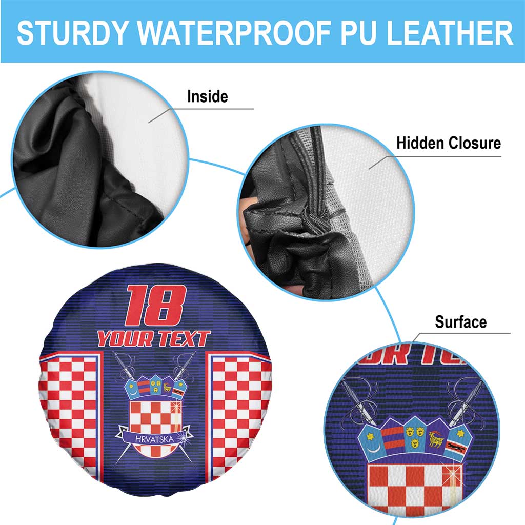 Custom Croatia Football Spare Tire Cover Hrvatska Chessboard Heritage - Wonder Print Shop