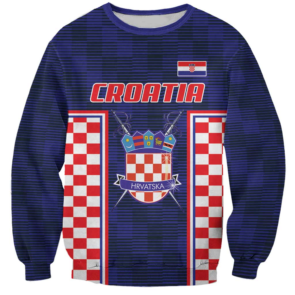 Custom Croatia Football Sweatshirt Hrvatska Chessboard Heritage - Wonder Print Shop