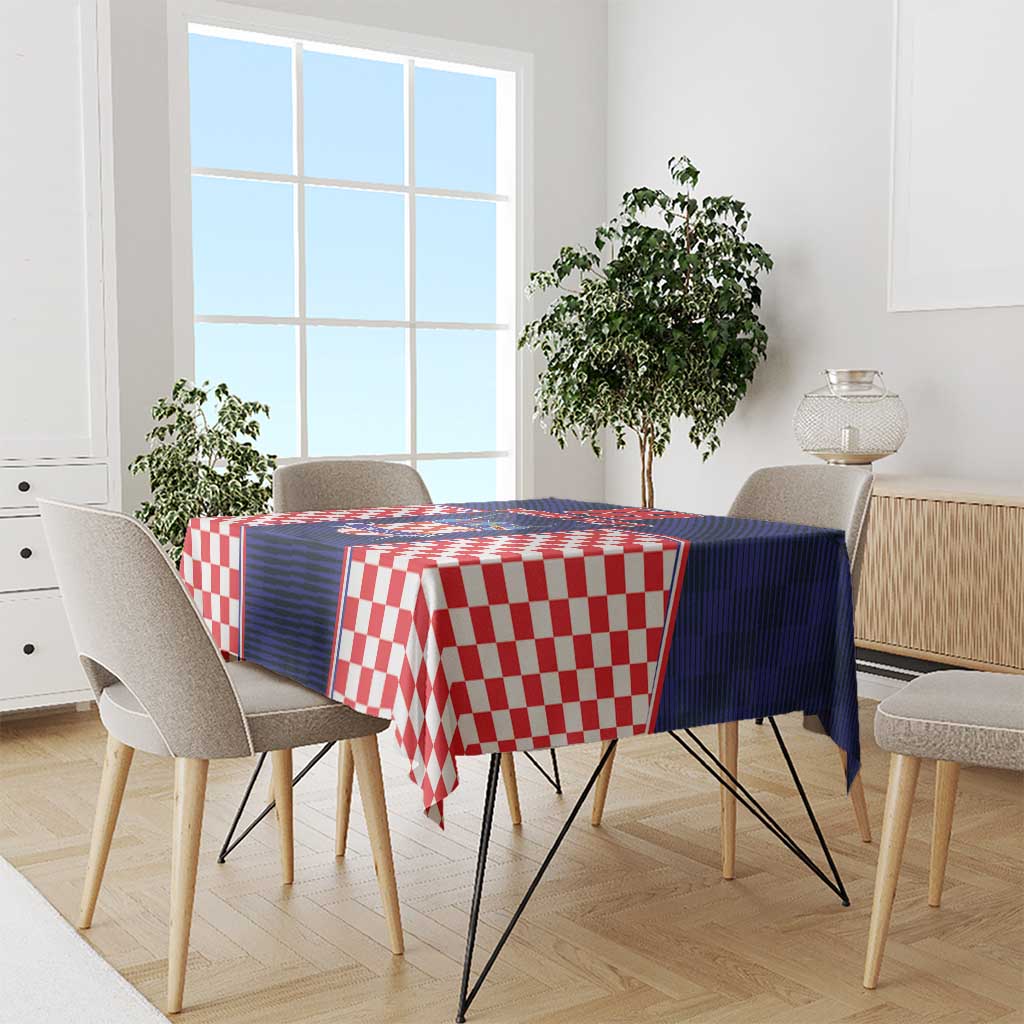 Custom Croatia Football Tablecloth Hrvatska Chessboard Heritage - Wonder Print Shop
