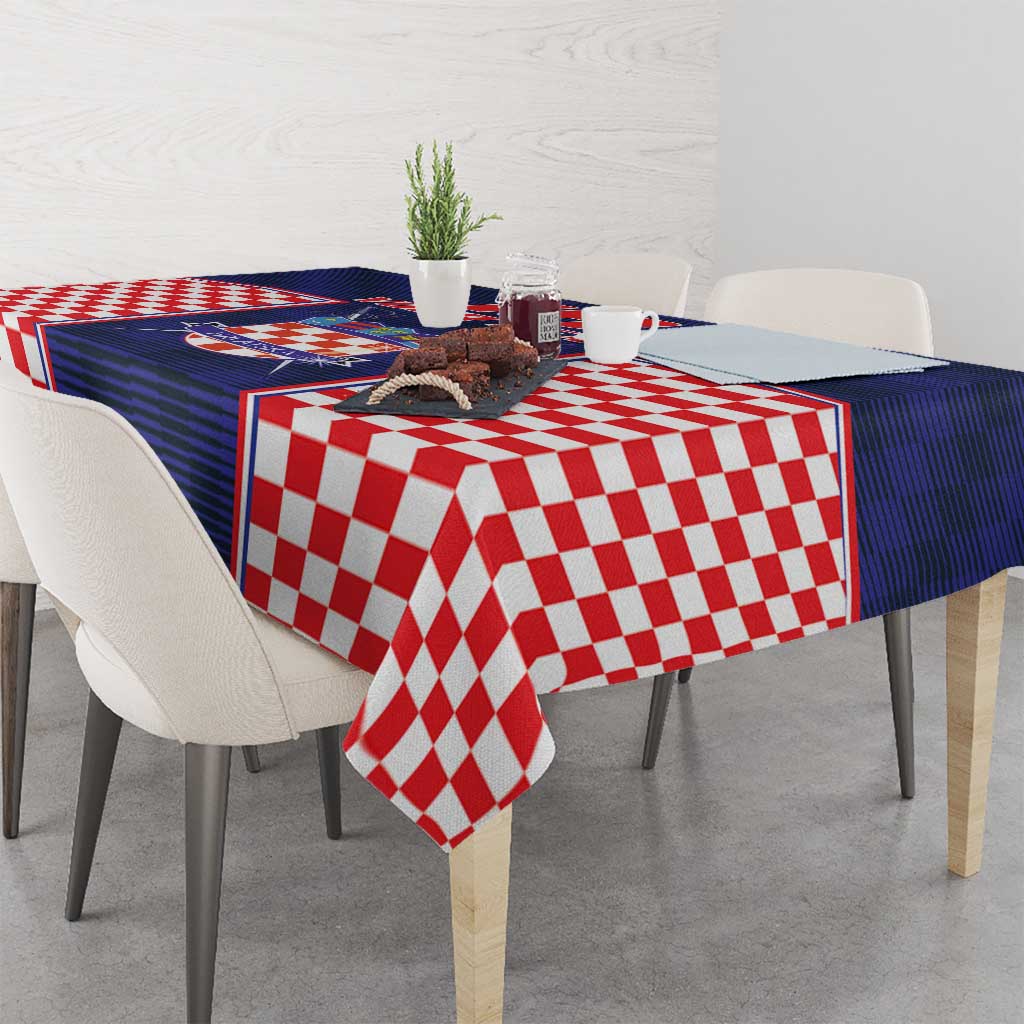 Custom Croatia Football Tablecloth Hrvatska Chessboard Heritage - Wonder Print Shop