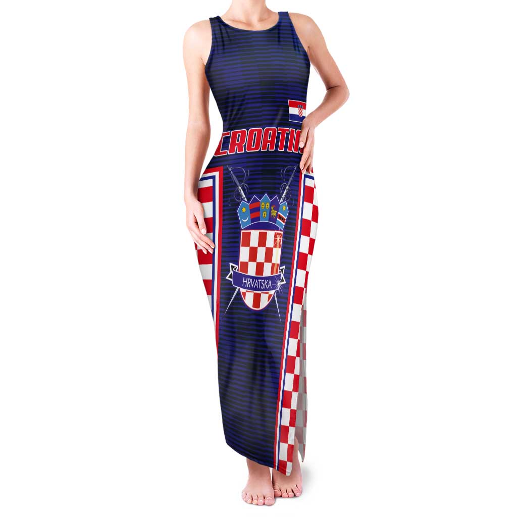 Custom Croatia Football Tank Maxi Dress Hrvatska Chessboard Heritage - Wonder Print Shop