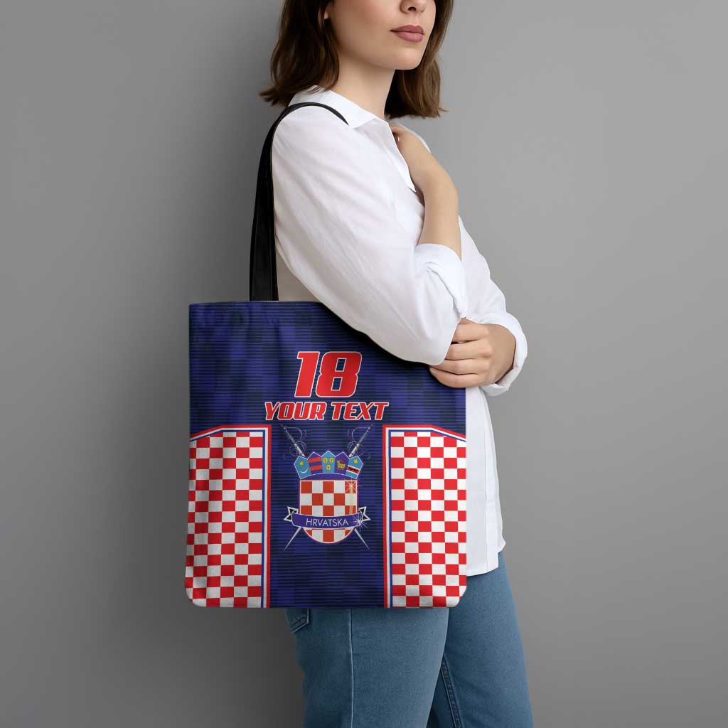 Custom Croatia Football Tote Bag Hrvatska Chessboard Heritage - Wonder Print Shop