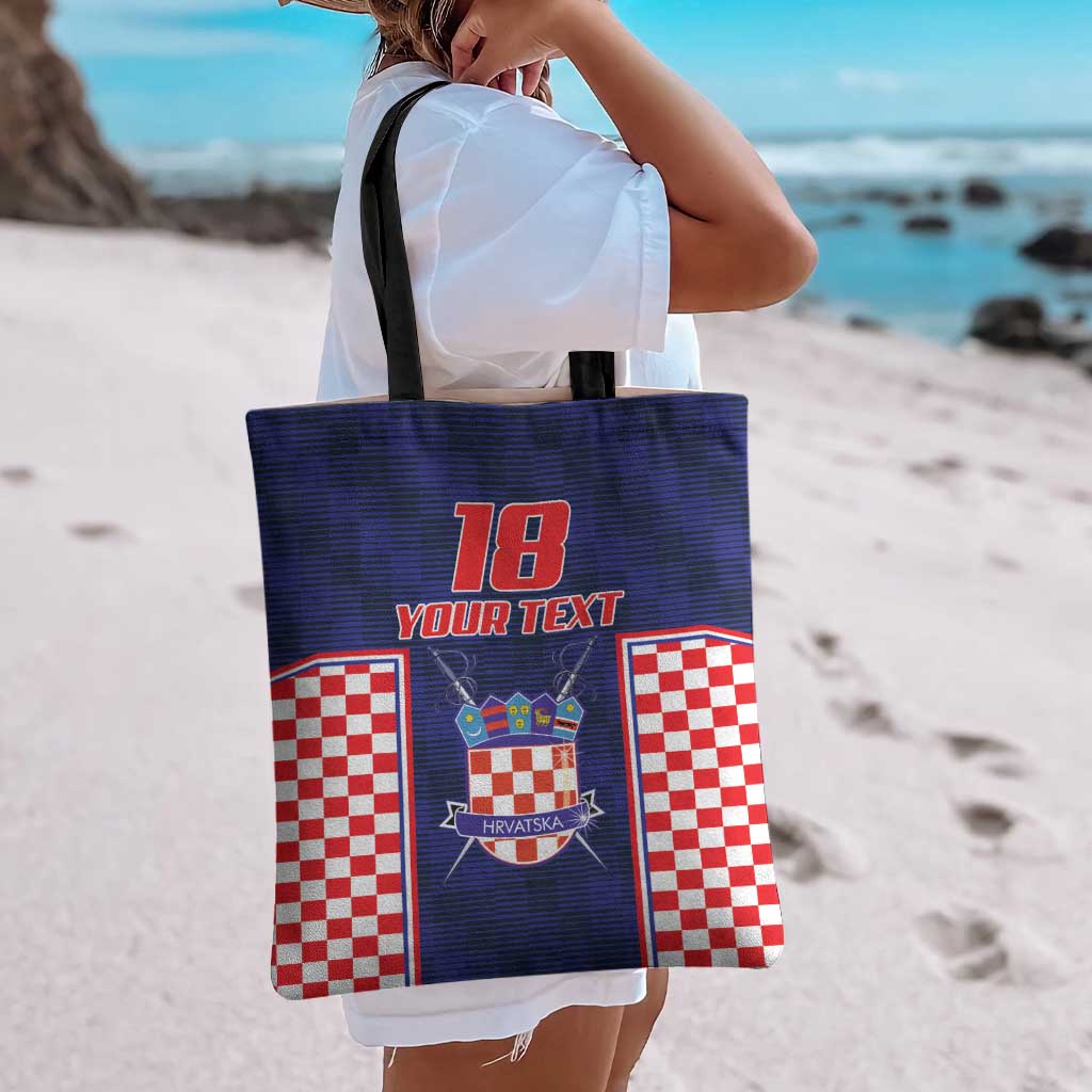 Custom Croatia Football Tote Bag Hrvatska Chessboard Heritage - Wonder Print Shop