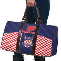 Custom Croatia Football Travel Bag Hrvatska Chessboard Heritage - Wonder Print Shop
