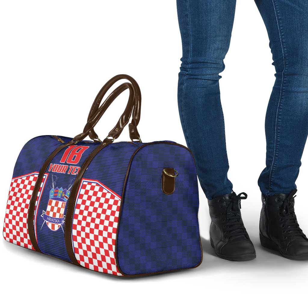Custom Croatia Football Travel Bag Hrvatska Chessboard Heritage - Wonder Print Shop