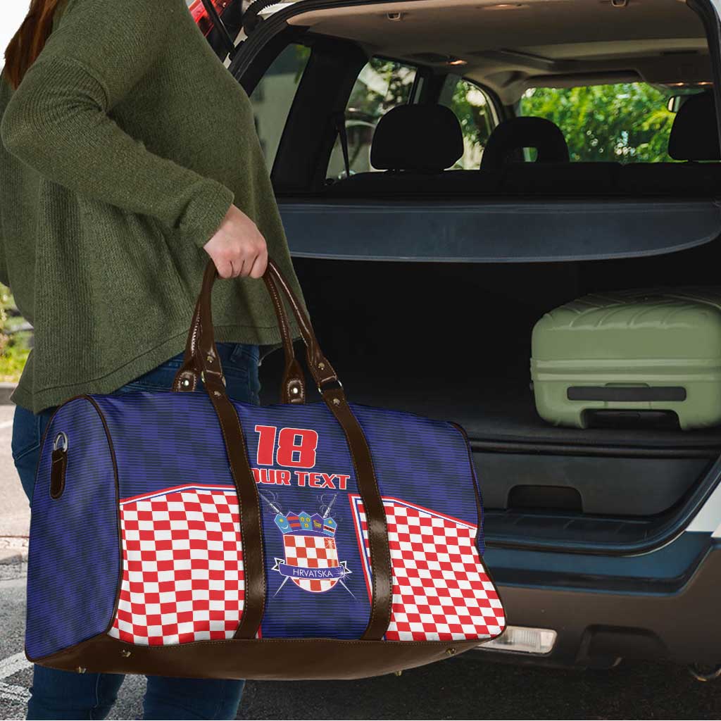 Custom Croatia Football Travel Bag Hrvatska Chessboard Heritage - Wonder Print Shop