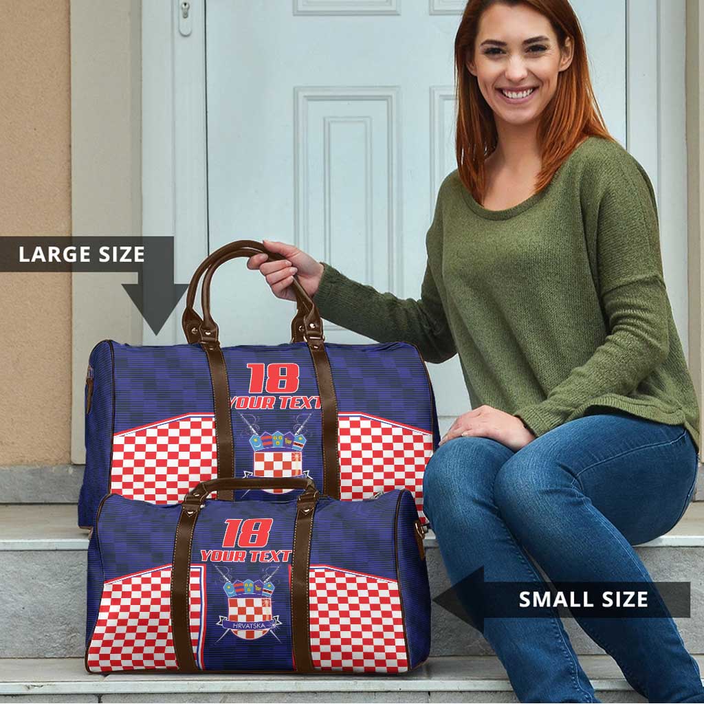 Custom Croatia Football Travel Bag Hrvatska Chessboard Heritage - Wonder Print Shop