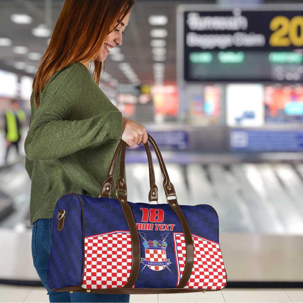 Custom Croatia Football Travel Bag Hrvatska Chessboard Heritage - Wonder Print Shop