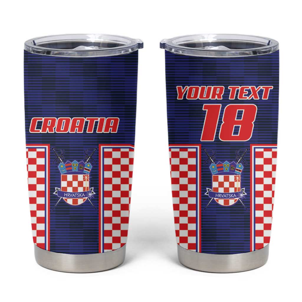 Custom Croatia Football Tumbler Cup Hrvatska Chessboard Heritage - Wonder Print Shop