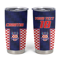 Custom Croatia Football Tumbler Cup Hrvatska Chessboard Heritage - Wonder Print Shop