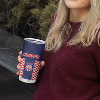 Custom Croatia Football Tumbler Cup Hrvatska Chessboard Heritage - Wonder Print Shop