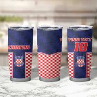 Custom Croatia Football Tumbler Cup Hrvatska Chessboard Heritage - Wonder Print Shop