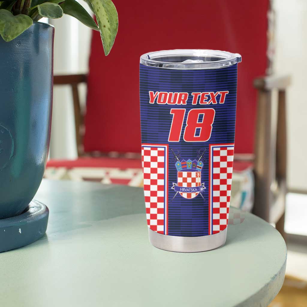 Custom Croatia Football Tumbler Cup Hrvatska Chessboard Heritage - Wonder Print Shop