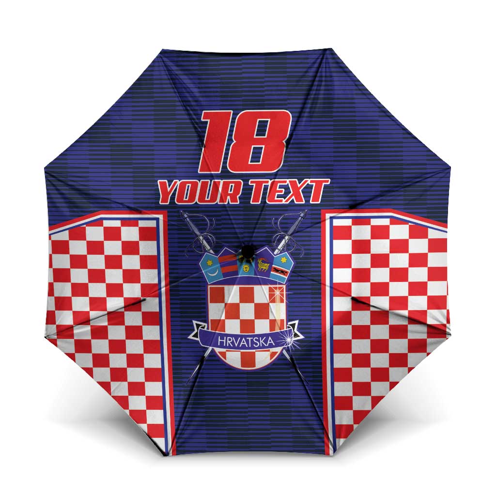 Custom Croatia Football Umbrella Hrvatska Chessboard Heritage - Wonder Print Shop
