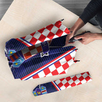 Custom Croatia Football Umbrella Hrvatska Chessboard Heritage - Wonder Print Shop