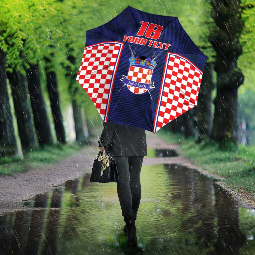 Custom Croatia Football Umbrella Hrvatska Chessboard Heritage - Wonder Print Shop