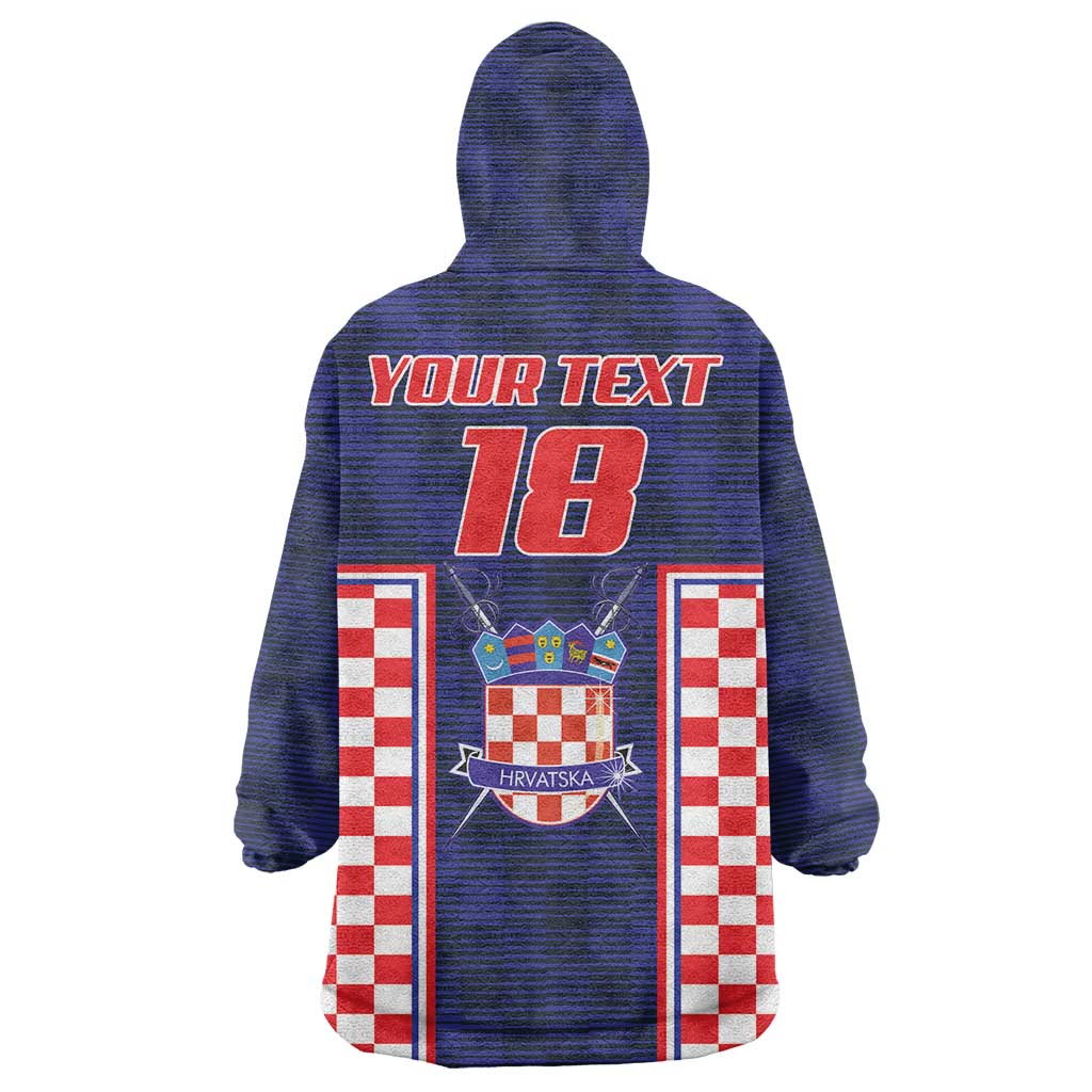 Custom Croatia Football Wearable Blanket Hoodie Hrvatska Chessboard Heritage - Wonder Print Shop