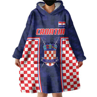 Custom Croatia Football Wearable Blanket Hoodie Hrvatska Chessboard Heritage - Wonder Print Shop