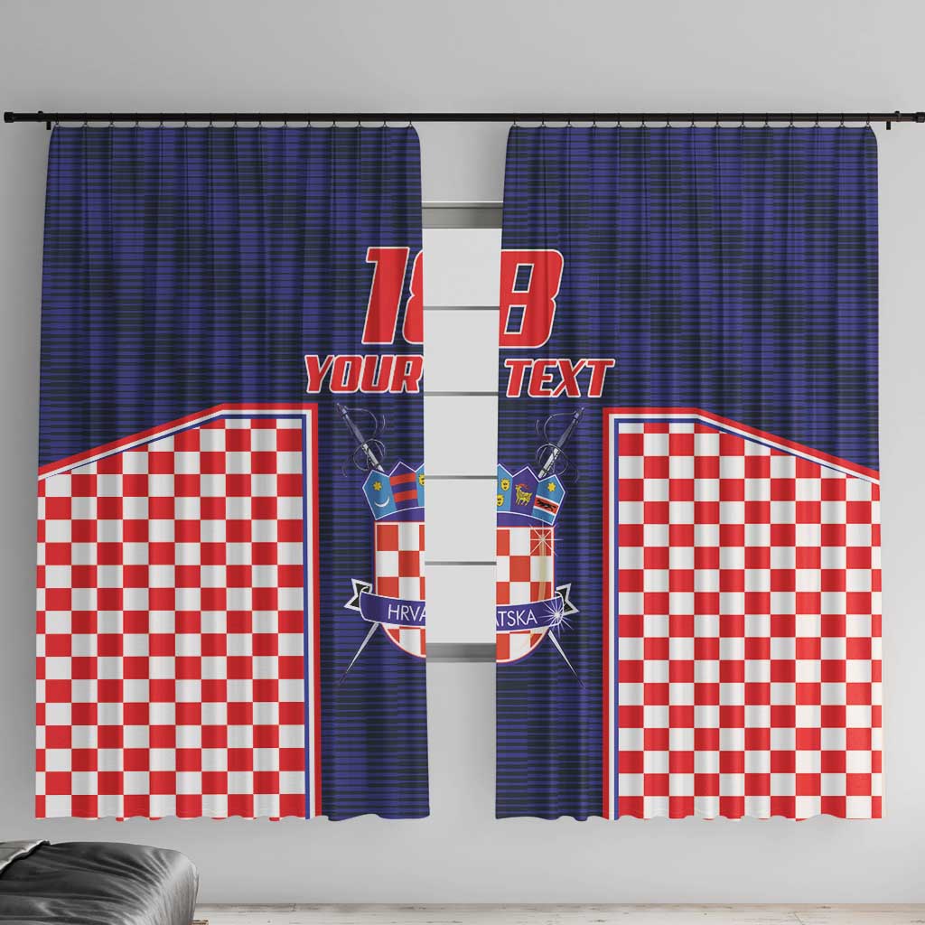 Custom Croatia Football Window Curtain Hrvatska Chessboard Heritage - Wonder Print Shop