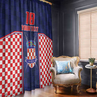 Custom Croatia Football Window Curtain Hrvatska Chessboard Heritage - Wonder Print Shop