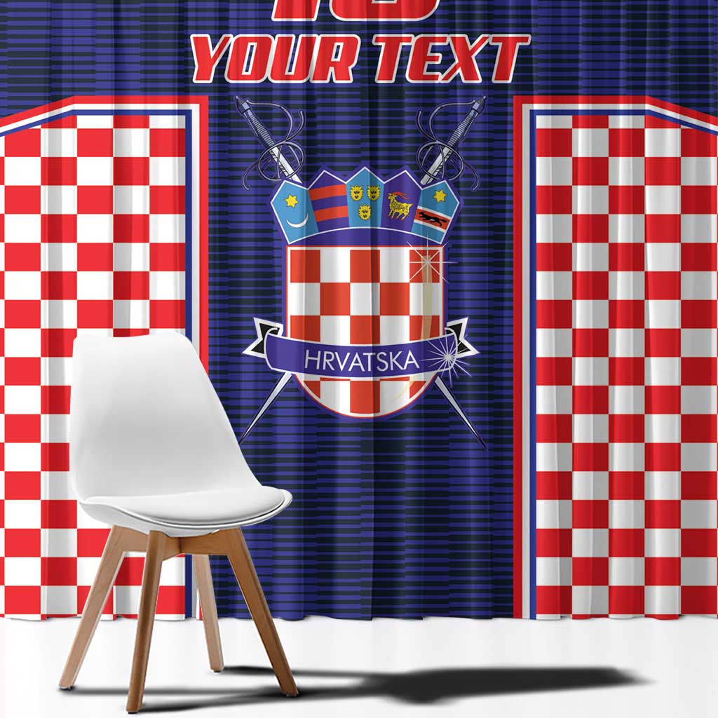 Custom Croatia Football Window Curtain Hrvatska Chessboard Heritage - Wonder Print Shop