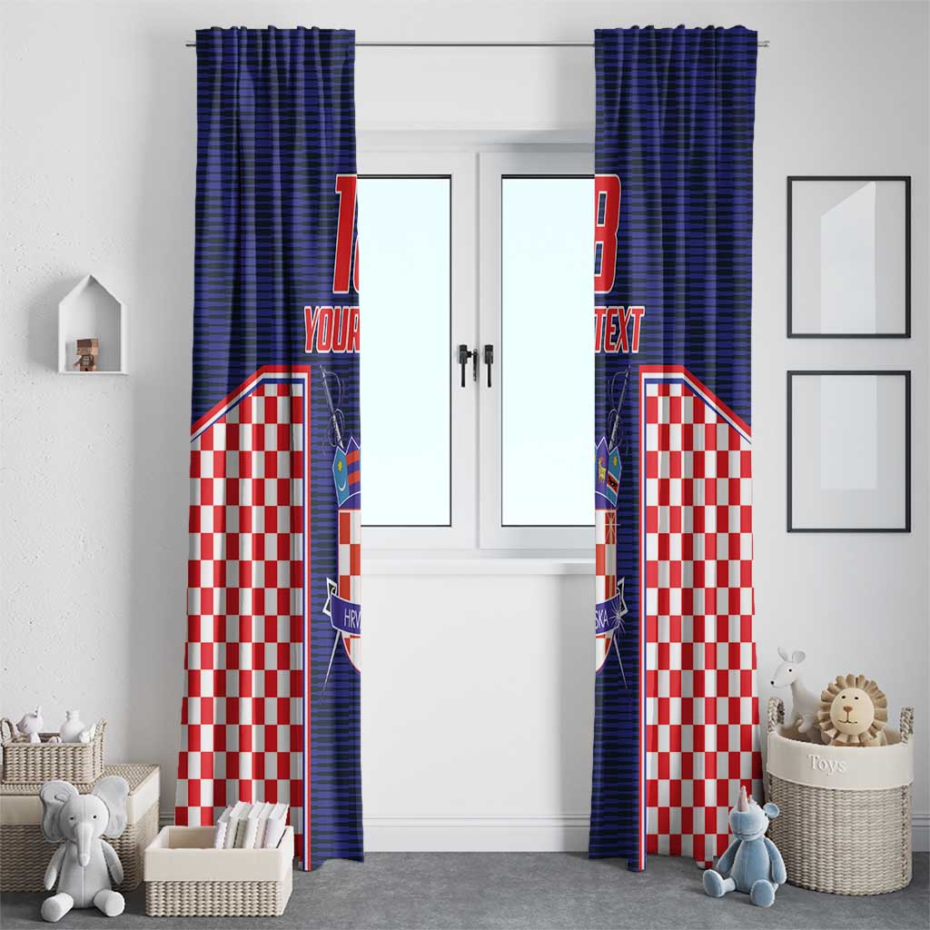 Custom Croatia Football Window Curtain Hrvatska Chessboard Heritage - Wonder Print Shop