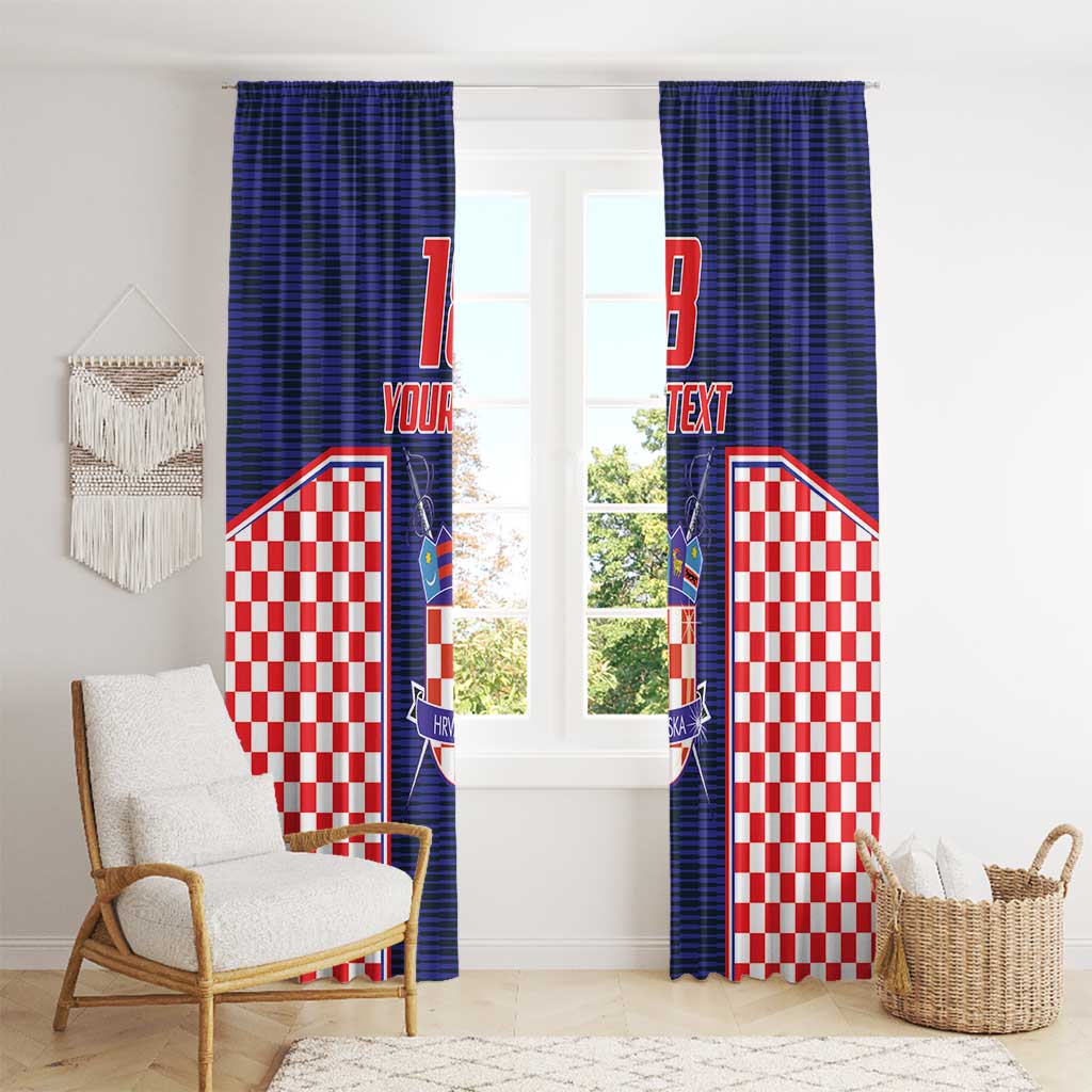 Custom Croatia Football Window Curtain Hrvatska Chessboard Heritage - Wonder Print Shop
