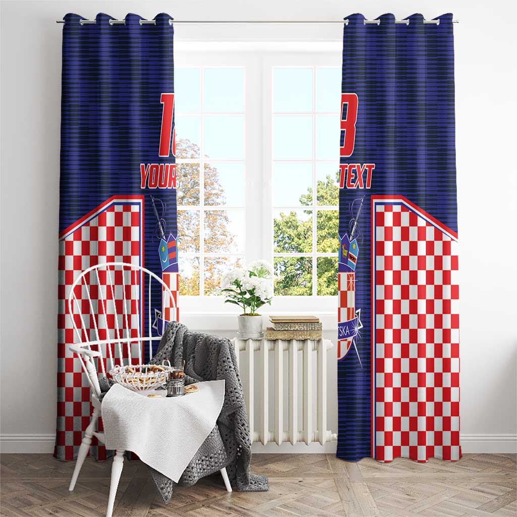 Custom Croatia Football Window Curtain Hrvatska Chessboard Heritage - Wonder Print Shop